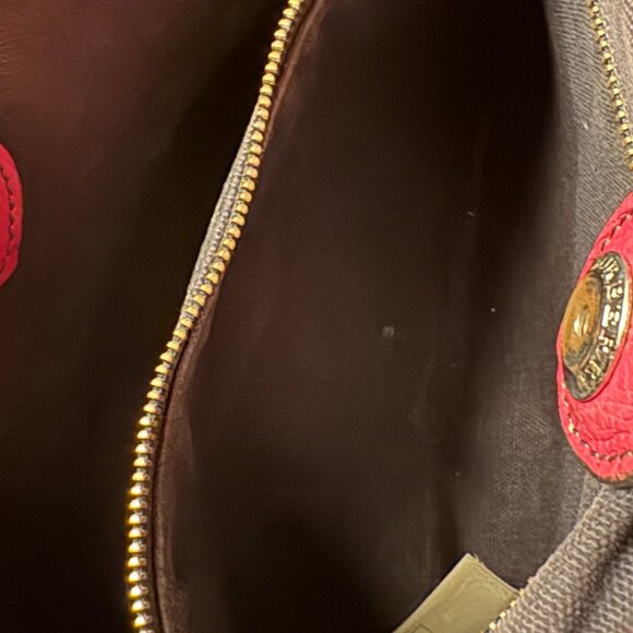 BURBERRY SM BANNER CRIMSON LEATHER CHECK CANVAS SHOULDER Medium TOTE BAG - Picture 14 of 16